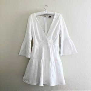 Guess Three-Quarter Sleeve Pintuck Dress White 4